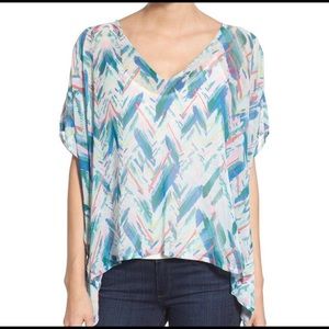Cupcakes and Cashmere Chaise Printed Chiffon Top